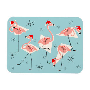 Flamingo Santas Blue Magnet flexibel
