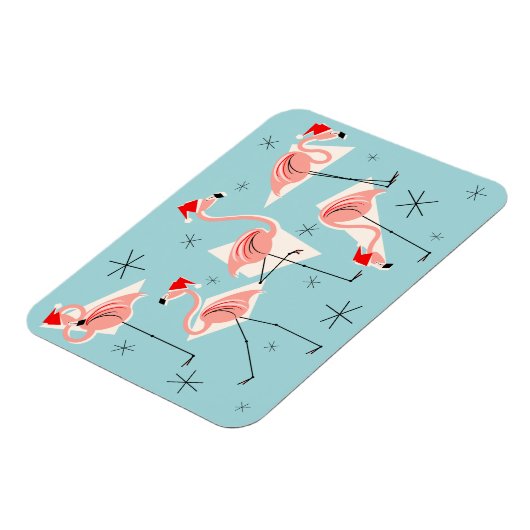 Flamingo Santas Blue Magnet flexibel (Linke Seite)