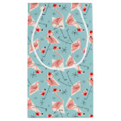 Flamingo Santas Blue Multi Geschenktasche klein Kleine Geschenktüte (Rückseite)