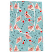 Flamingo Santas Blue Multi Geschenktasche Medium Mittlere Geschenktüte (Vorderseite)