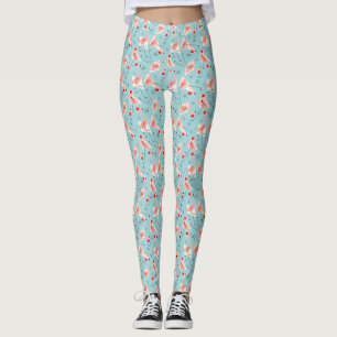 Flamingo Santas Blue Multi Leggings