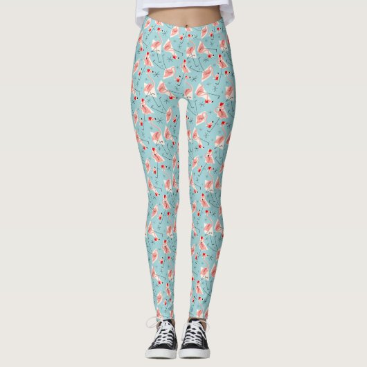Flamingo Santas Blue Multi Leggings (Vorderseite)