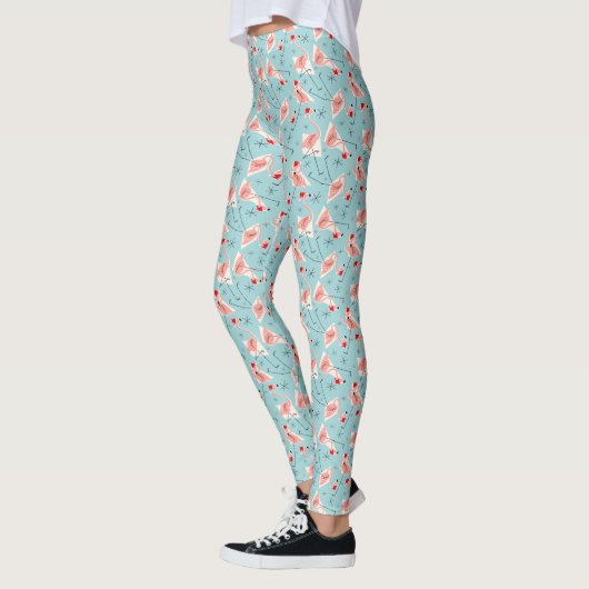 Flamingo Santas Blue Multi Leggings (Links)