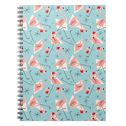 Flamingo Santas Blue Multi Notebook Notizblock (Vorderseite)