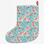 Flamingo Santas Blue Multi Strumpf Großer Weihnachtsstrumpf (Rückseite)