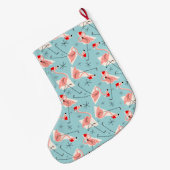Flamingo Santas Blue Multi Strumpf Großer Weihnachtsstrumpf (Rückseite (Hängend))