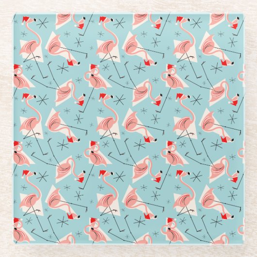 Flamingo Santas Blue Multi Untersetzer (Vorderseite)