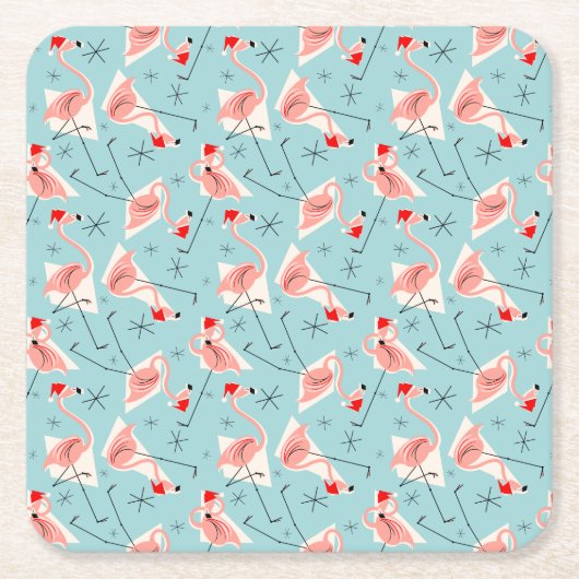 Flamingo Santas Blue Multi Untersetzer Platz (Vorderseite)