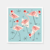 Flamingo Santas Blue Paper napkin Serviette (Vorderseite)
