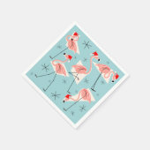 Flamingo Santas Blue Paper napkin Serviette (Ecke)