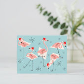 Flamingo Santas Blue Postkarte (Stehend Vorderseite)