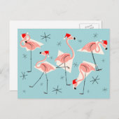 Flamingo Santas Blue Postkarte (Vorne/Hinten)