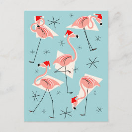 Flamingo Santas Blue Postkartenporträt Feiertagspostkarte
