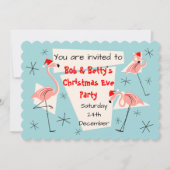 Flamingo Santas Blue scallopiert horizontal Einladung (Vorderseite)