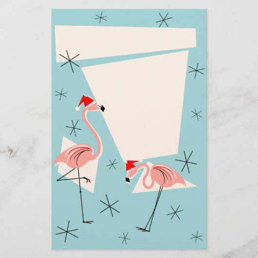 Flamingo Santas Blue Schreibery Briefpapier (Vorderseite)