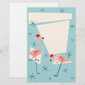 Flamingo Santas Blue Schreibery Briefpapier (Vorne/Hinten)
