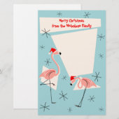 Flamingo Santas Blue Text Briefpapier (Vorne/Hinten)