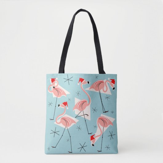 Flamingo Santas Blue über den Taschentuch Tasche (Vorderseite)
