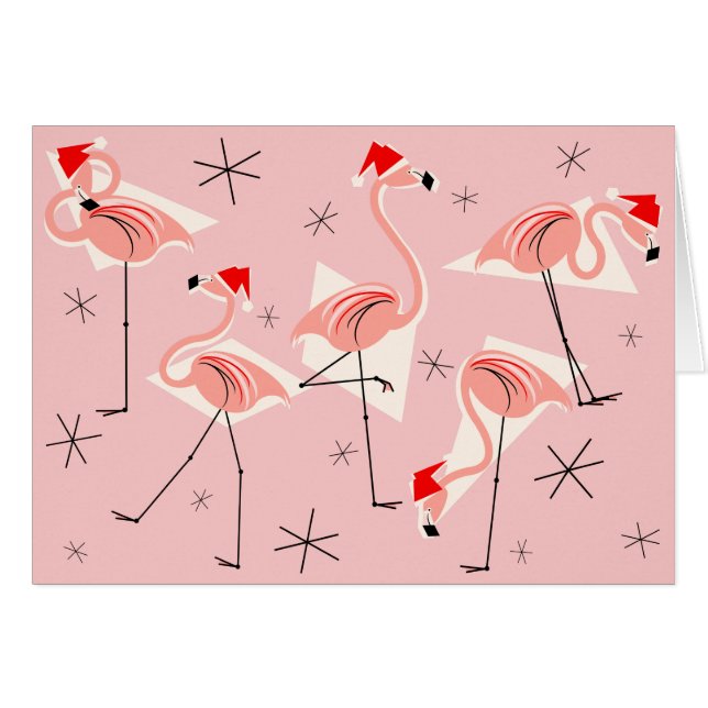 Flamingo Santas Pink Frohe Weihnachten horizontal (Vorderseite (Horizontal))
