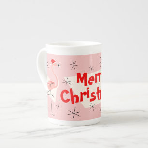 Flamingo Santas Pink Frohe Weihnachtsbein China Porzellantasse