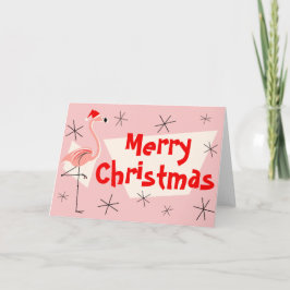 Flamingo Santas Pink Frohe Weihnachtsfront Feiertagskarte
