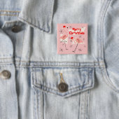 Flamingo Santas Pink Frohe Weihnachtsgeschenk-Plat Button (Beispiel)