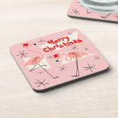Flamingo Santas Pink Frohe Weihnachtskunststoff Getränkeuntersetzer (Linke Seite)