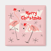 Flamingo Santas Pink Frohe Weihnachtsmagnet Platz Magnet (Vorne)