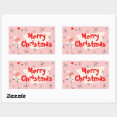 Flamingo Santas Pink Frohe Weihnachtsriegel Rechteckiger Aufkleber (Blatt)