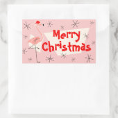 Flamingo Santas Pink Frohe Weihnachtsriegel Rechteckiger Aufkleber (Tasche)