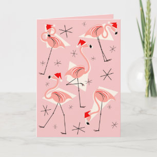 Flamingo Santas Pink Frohe Weihnachtsrosa Feiertagskarte