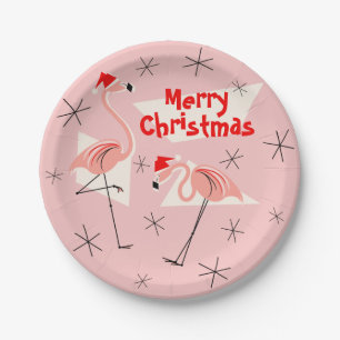 Flamingo Santas Pink Frohe Weihnachtszeitung Pappteller