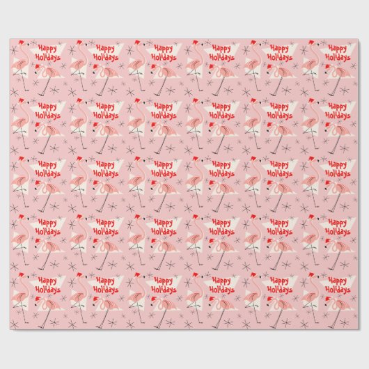 Flamingo Santas Pink Happy Holidays Geschenkpapier (Flach)