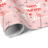 Flamingo Santas Pink Happy Holidays Geschenkpapier (Rolleneckpunkt)