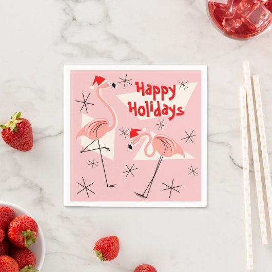 Flamingo Santas Pink Happy Holidays Papier Serviet Serviette (Beispiel)