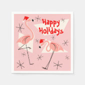 Flamingo Santas Pink Happy Holidays Papier Serviet Serviette (Vorderseite)