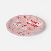 Flamingo Santas Pink Happy Holidays Papierplatte Pappteller (Schrägansicht)