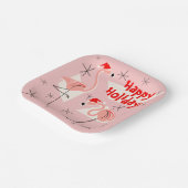 Flamingo Santas Pink Happy Holidays Platz Pappteller (Gewinkelt)