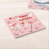 Flamingo Santas Pink Happy Holidays Platz Rechteckiger Pappuntersetzer (angewinkelt)