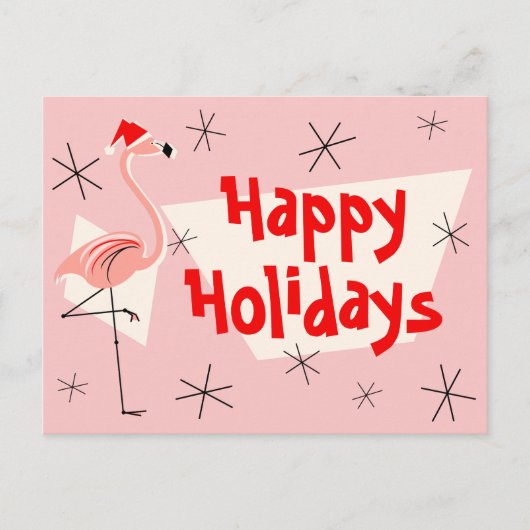 Flamingo Santas Pink Happy Holidays Postkarte (Vorderseite)