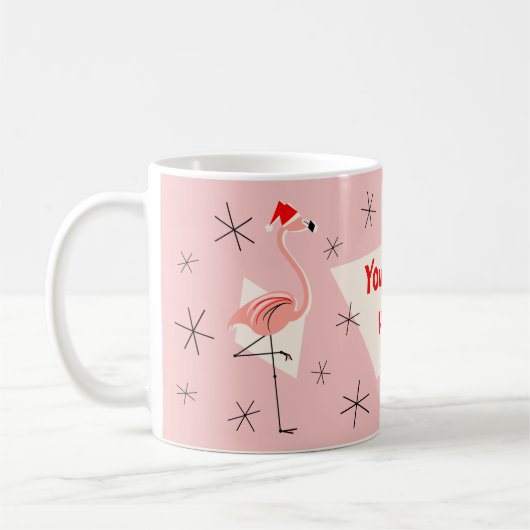 Flamingo Santas Pink Ihre Text-Tasse Kaffeetasse (Links)