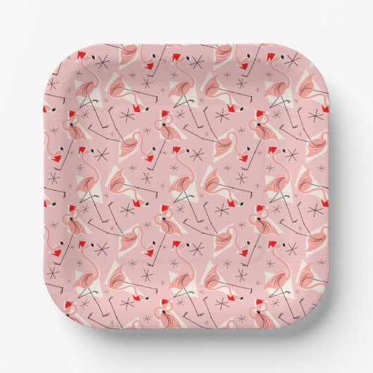 Flamingo Santas Pink Multi Paper Platte Pappteller (Vorderseite)
