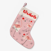 Flamingo Santas Pink Name Strumpf Kleiner Weihnachtsstrumpf (Vorderansicht (hängend))
