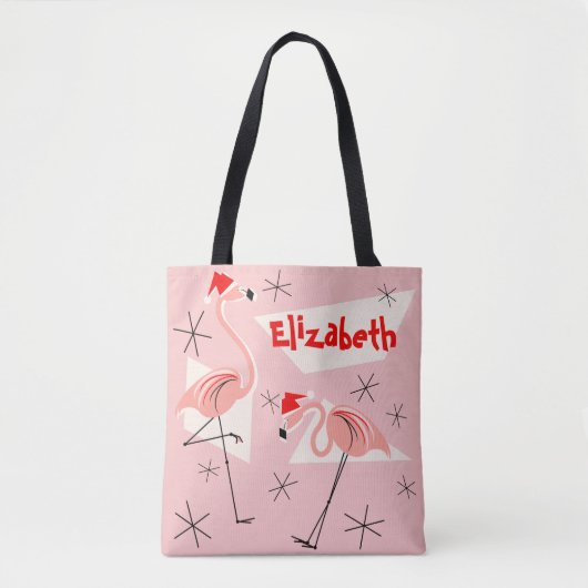 Flamingo Santas Pink Name überall Tasche (Vorderseite)