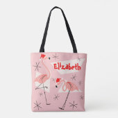 Flamingo Santas Pink Name überall Tasche (Rückseite)