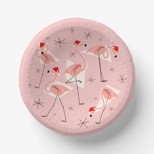 Flamingo Santas Pink Pappteller (Vorderseite)