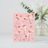 Flamingo Santas Pink Postkartenporträt Feiertagspostkarte (Stehend Vorderseite)