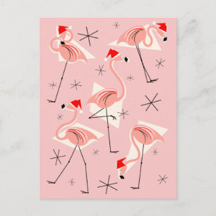 Flamingo Santas Pink Postkartenporträt Feiertagspostkarte