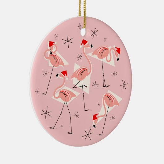 Flamingo Santas Pink Text Ornament rund (Rechts)