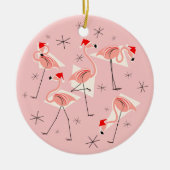 Flamingo Santas Pink Text Ornament rund (Vorne)